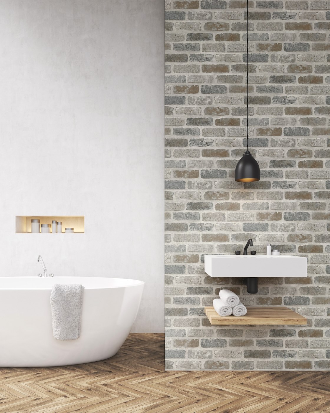 Washed Faux Brick Peel & Stick Wallpapers by Grace & Gardenia The